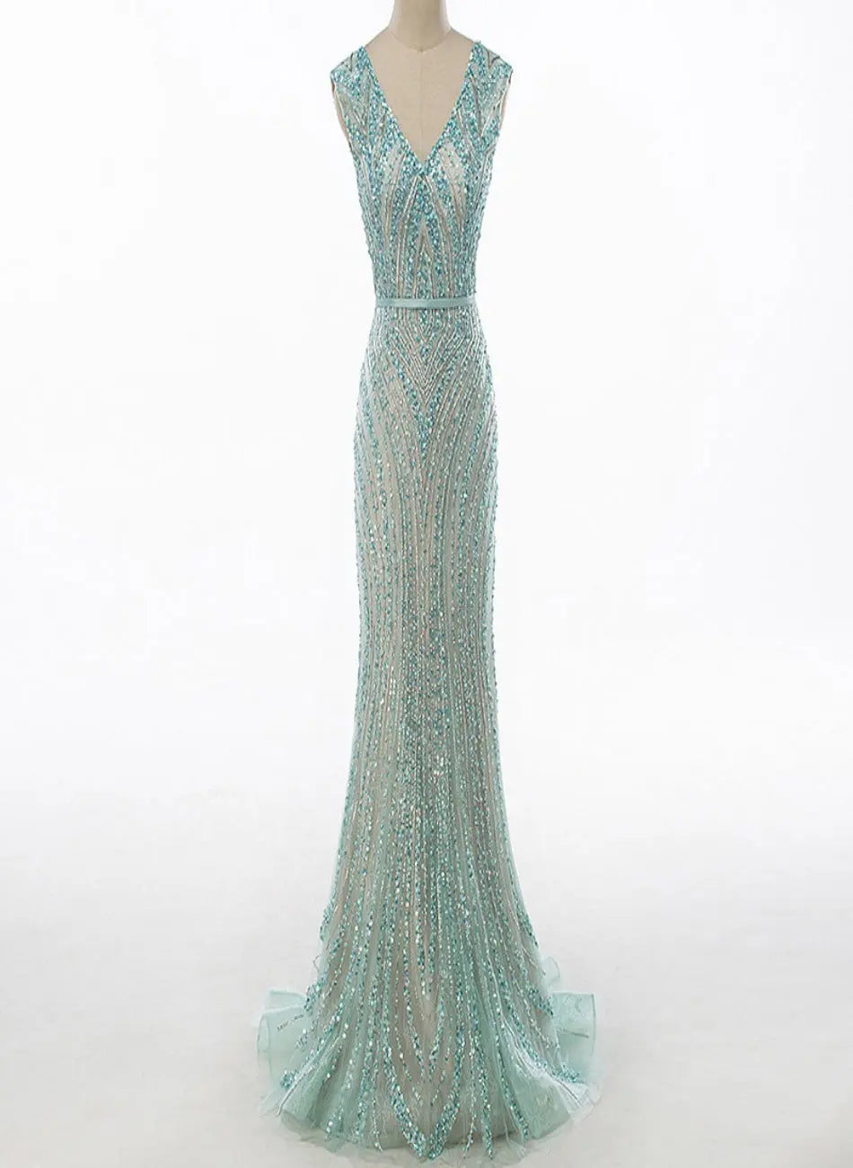 Cherish Mermaid Tulle Beading Evening Dress Mscooco.co.uk