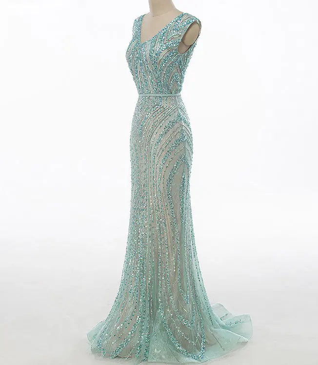 Cherish Mermaid Tulle Beading Evening Dress Mscooco.co.uk