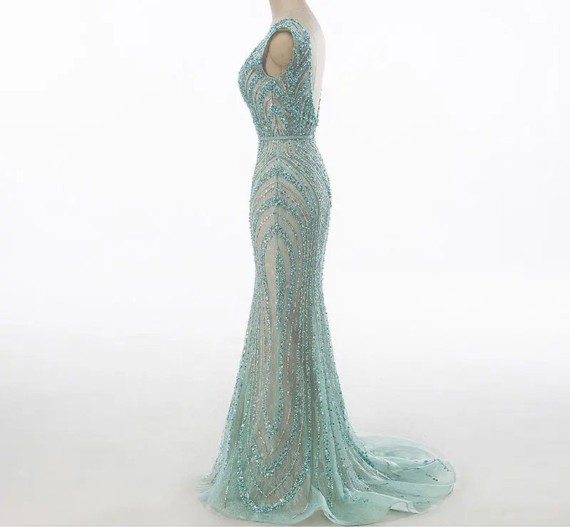 Cherish Mermaid Tulle Beading Evening Dress Mscooco.co.uk