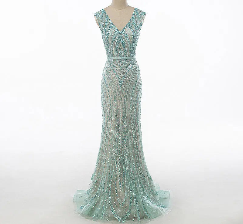 Cherish Mermaid Tulle Beading Evening Dress Mscooco.co.uk
