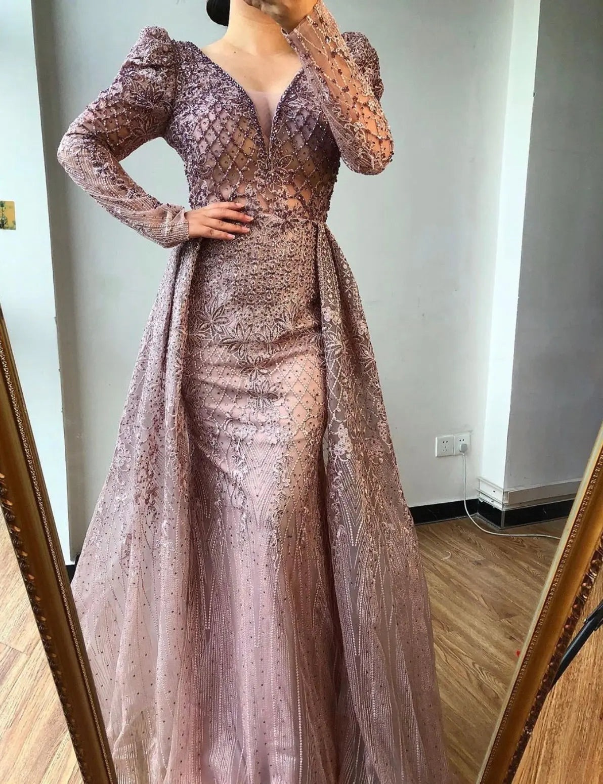 Danya Long Sleeves Beading Crystal Formal Dress Mscooco.co.uk
