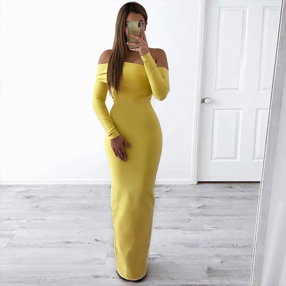 Elegant Slash Neck Evening Party Dress - MSCOOCO