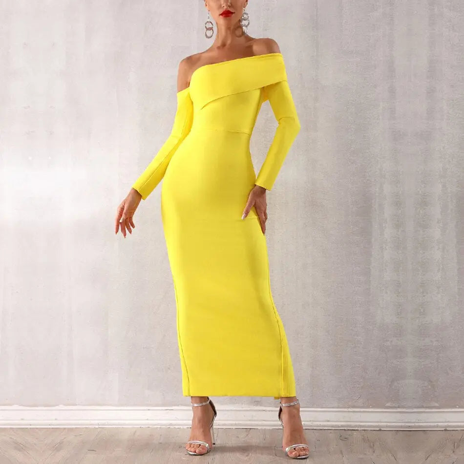 Elegant Slash Neck Evening Party Dress - MSCOOCO