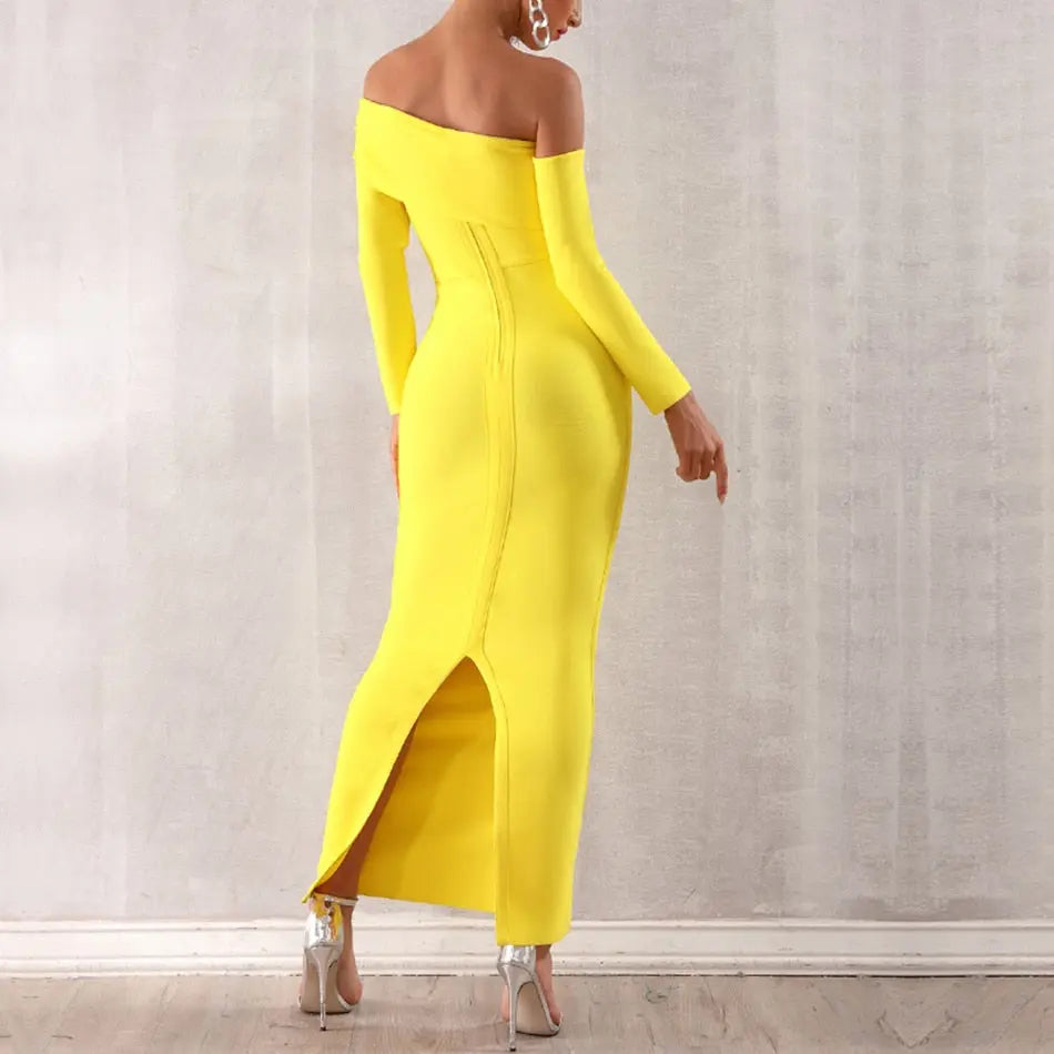 Elegant Slash Neck Evening Party Dress - MSCOOCO