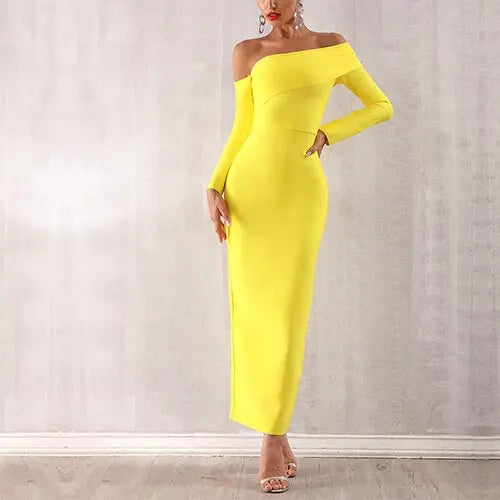 Elegant Slash Neck Evening Party Dress - MSCOOCO