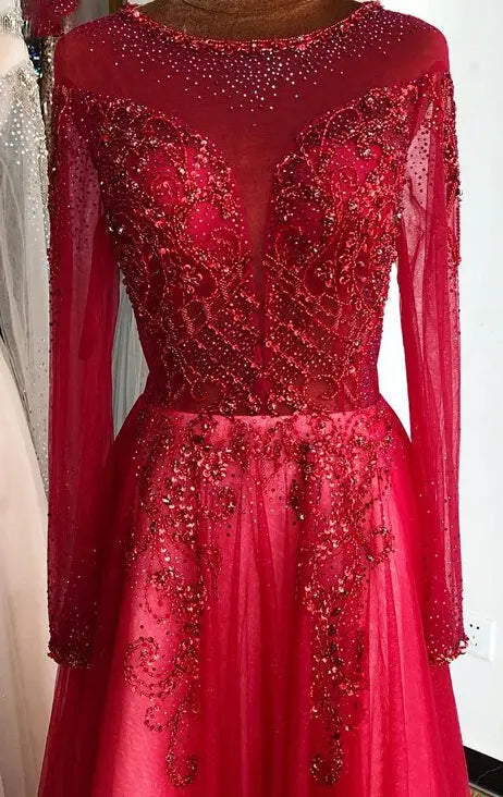 Faye Beading Diamond Sparkle Evening Dress Mscooco.co.uk
