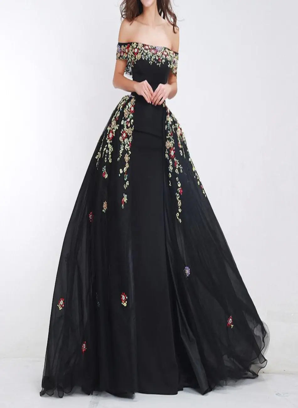 Elegant Detachable Train Prom Gown - MSCOOCO