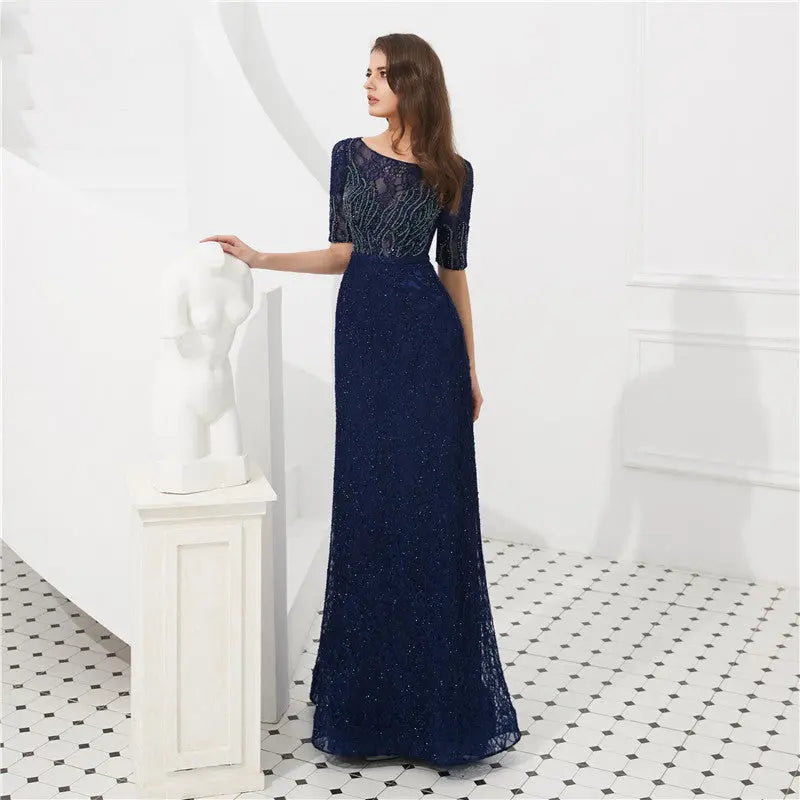 Jade - Beaded Lace Evening Dress Mscooco.co.uk