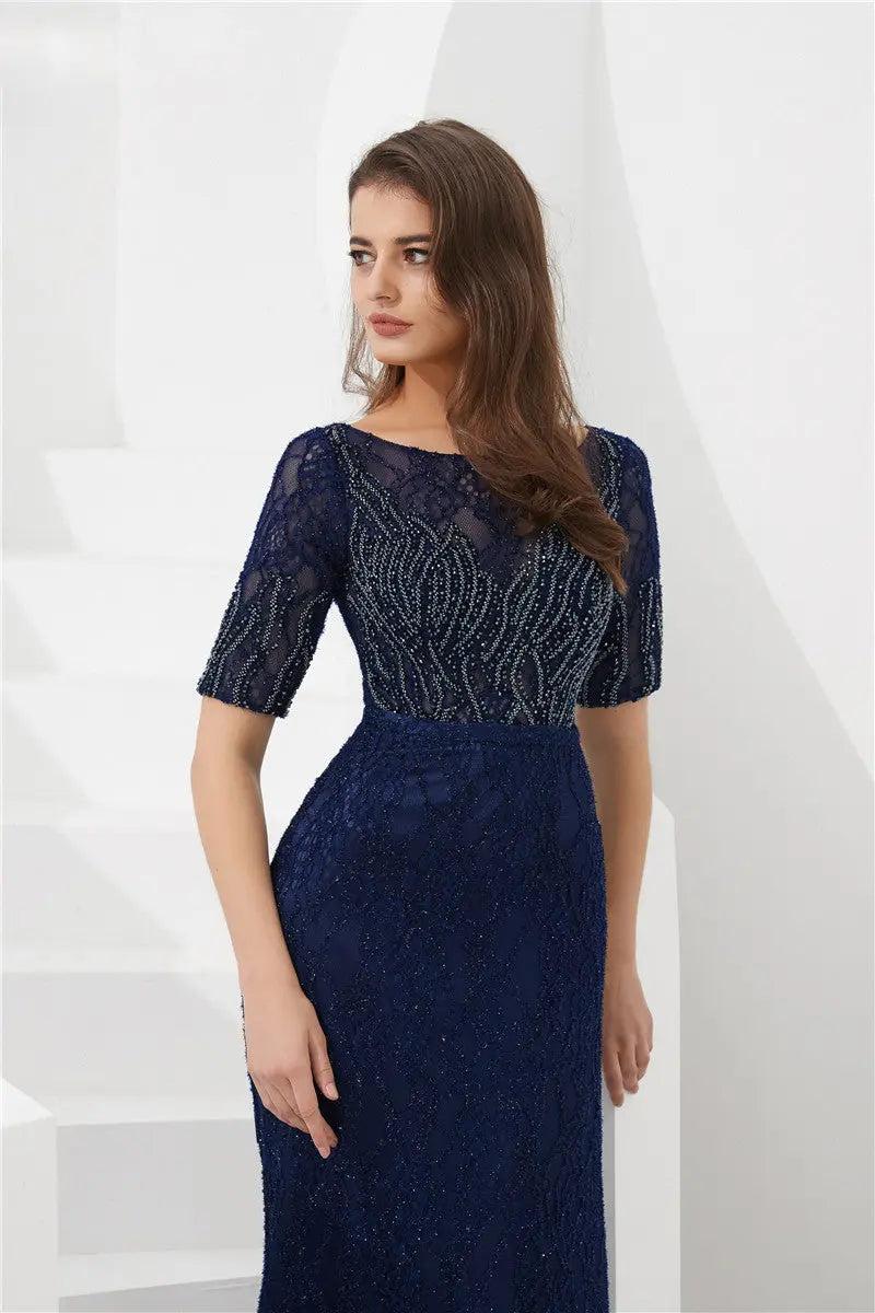 Jade - Beaded Lace Evening Dress Mscooco.co.uk