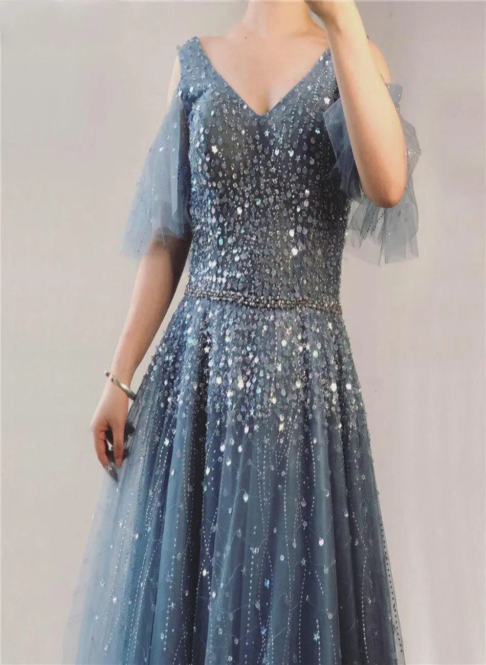 Jewel Sparkle Beading Sequin Evening Gown Mscooco.co.uk