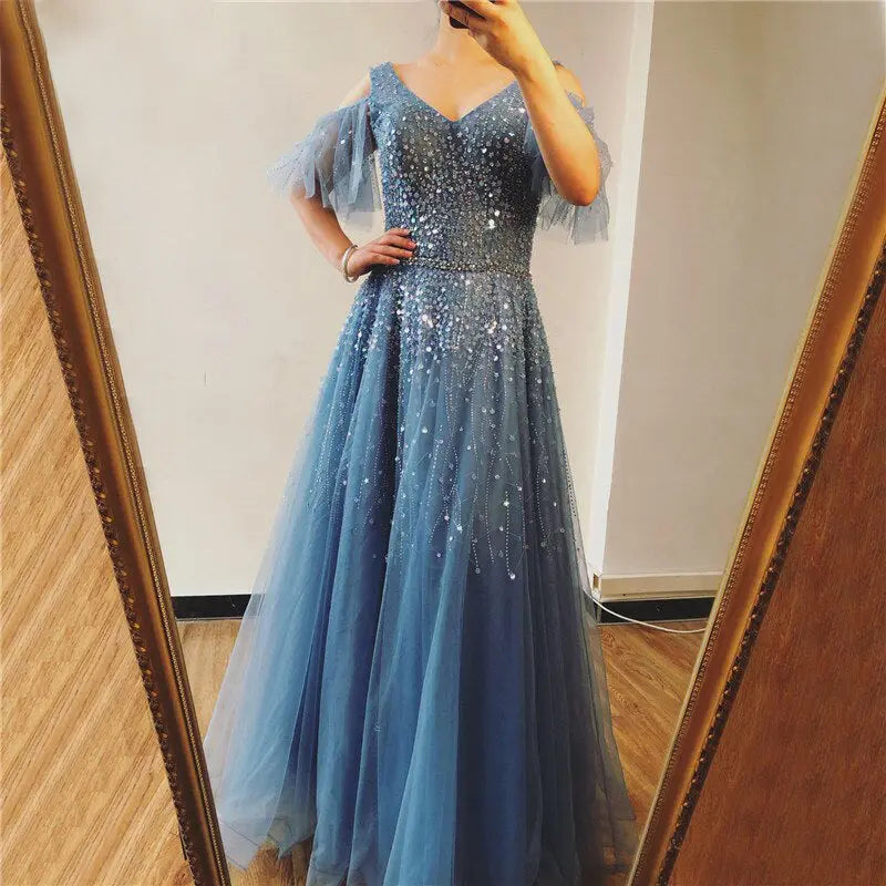 Jewel Sparkle Beading Sequin Evening Gown Mscooco.co.uk