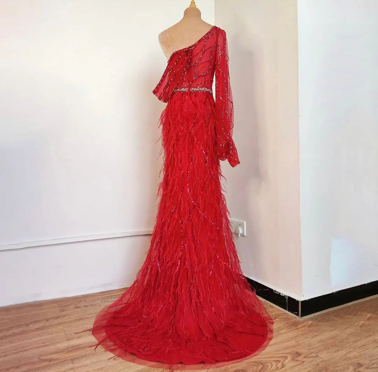 Keilani One shoulder Beading Evening Dress Mscooco.co.uk