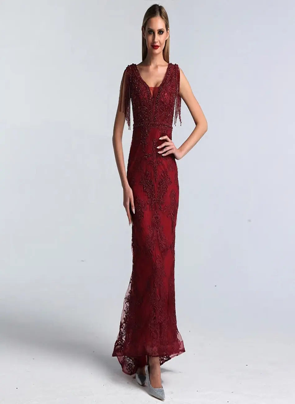 Lara - Beading Tassel Evening Dress Mscooco.co.uk