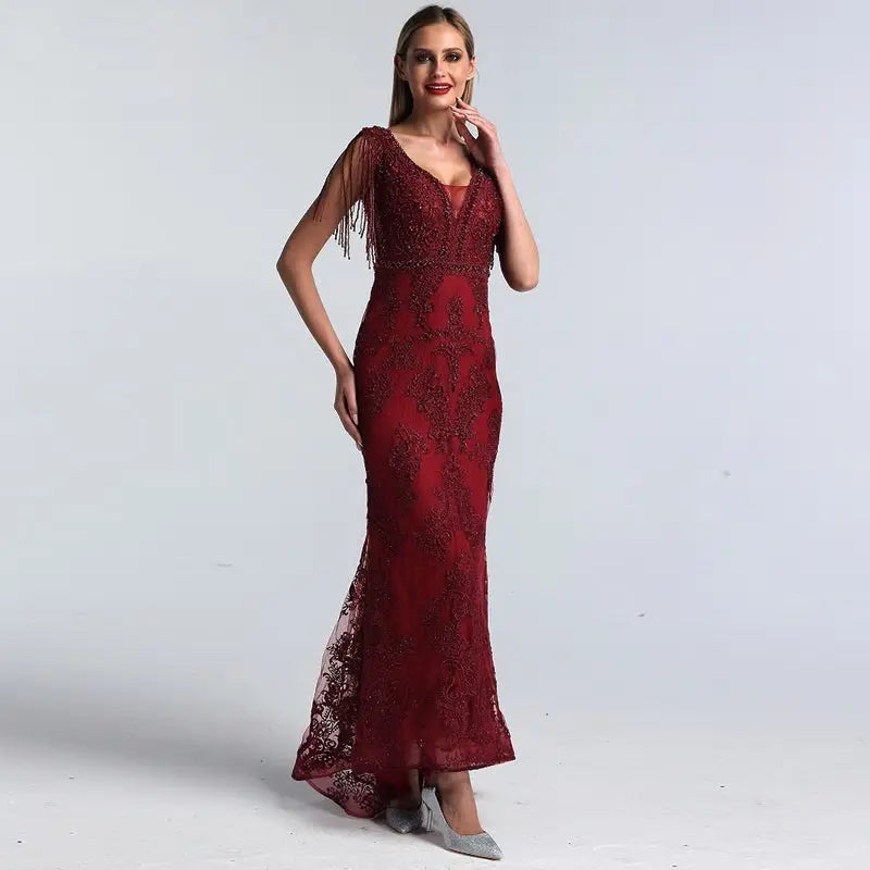 Lara - Beading Tassel Evening Dress Mscooco.co.uk