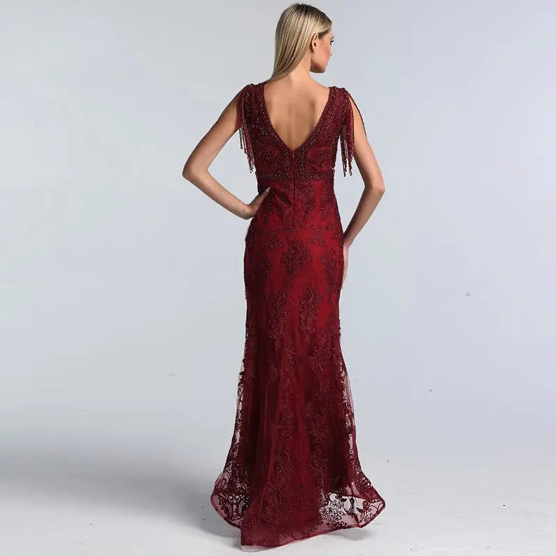 Lara - Beading Tassel Evening Dress Mscooco.co.uk