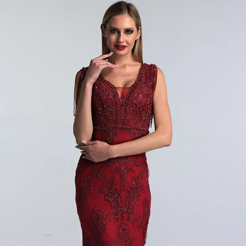 Lara - Beading Tassel Evening Dress Mscooco.co.uk