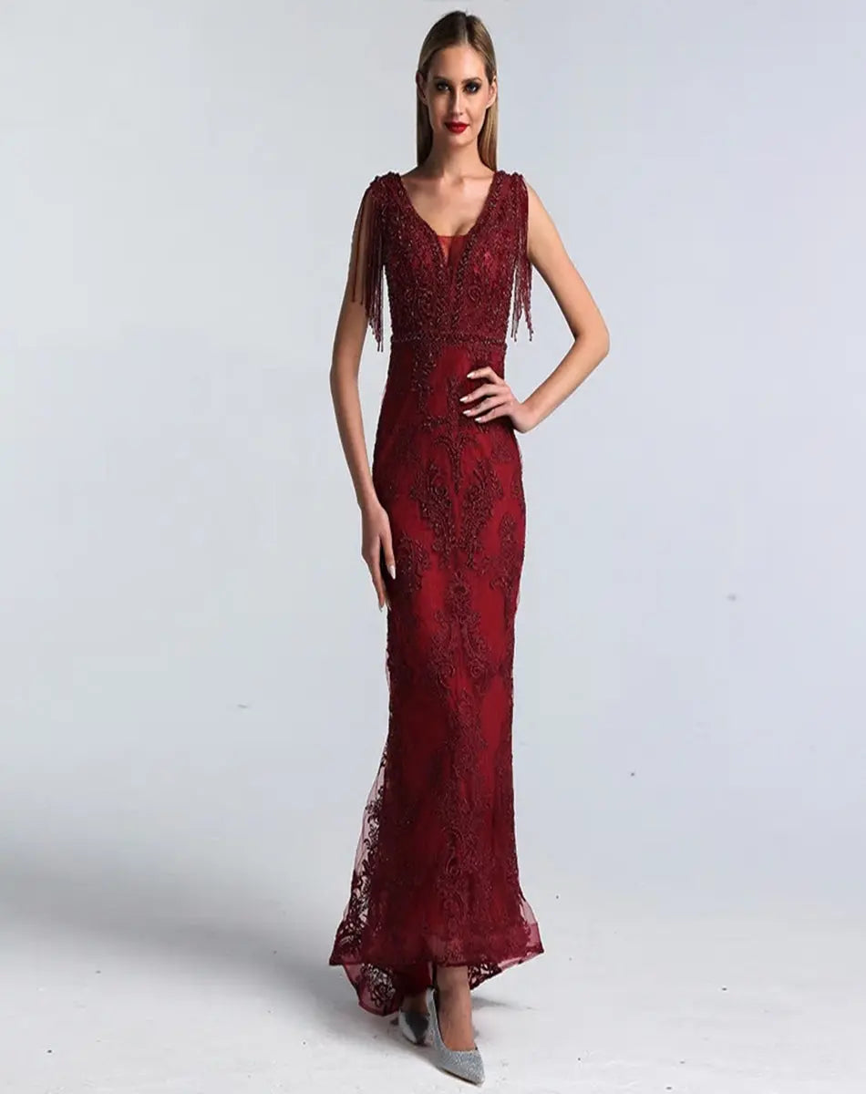 Lara - Beading Tassel Evening Dress Mscooco.co.uk
