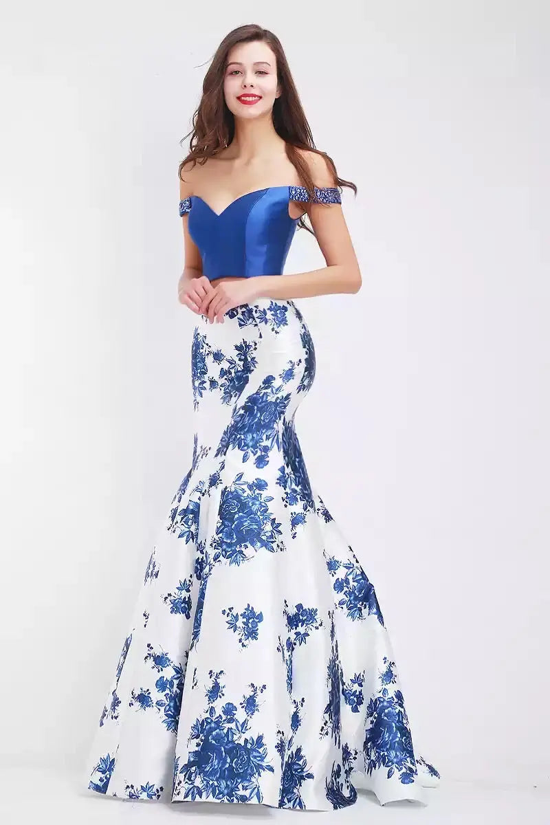 Maya Floral Print Mermaid Gown - MSCOOCO