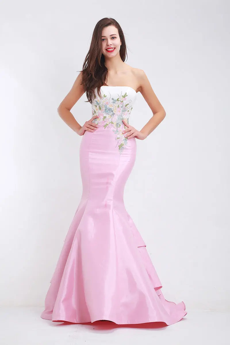 Mila - Pink Satin Fishtail Maxi Dress Mscooco.co.uk