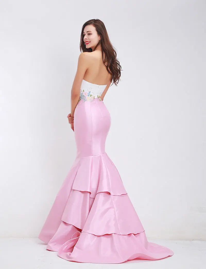Mila - Pink Satin Fishtail Maxi Dress Mscooco.co.uk