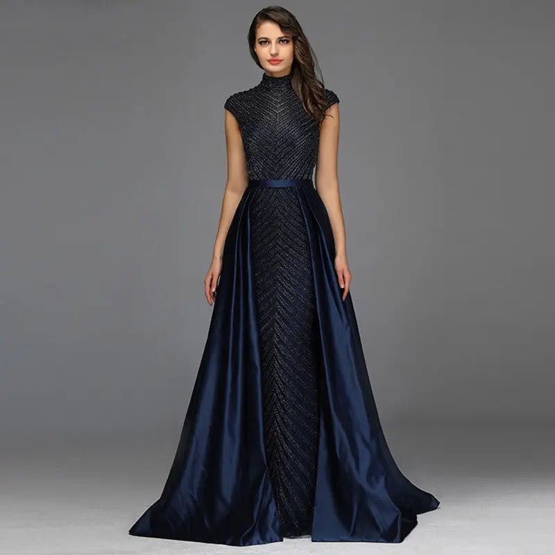 Noelle - High Neck Beading Evening Dress Mscooco.co.uk