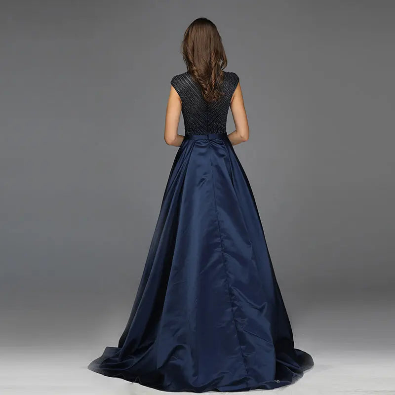 Noelle - High Neck Beading Evening Dress Mscooco.co.uk