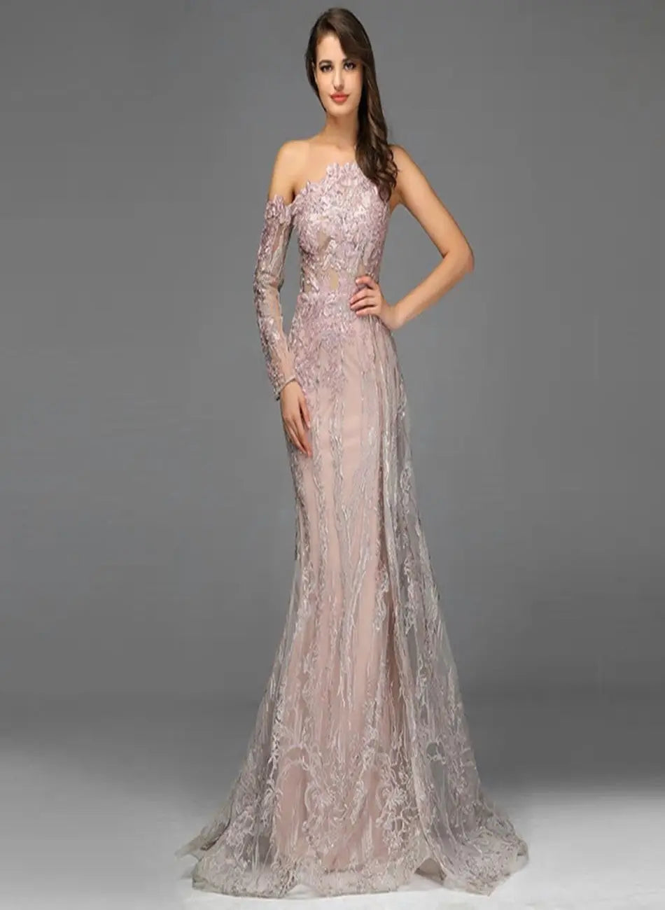 Pink Beading Diamonds Mermaid Evening Dress Mscooco.co.uk