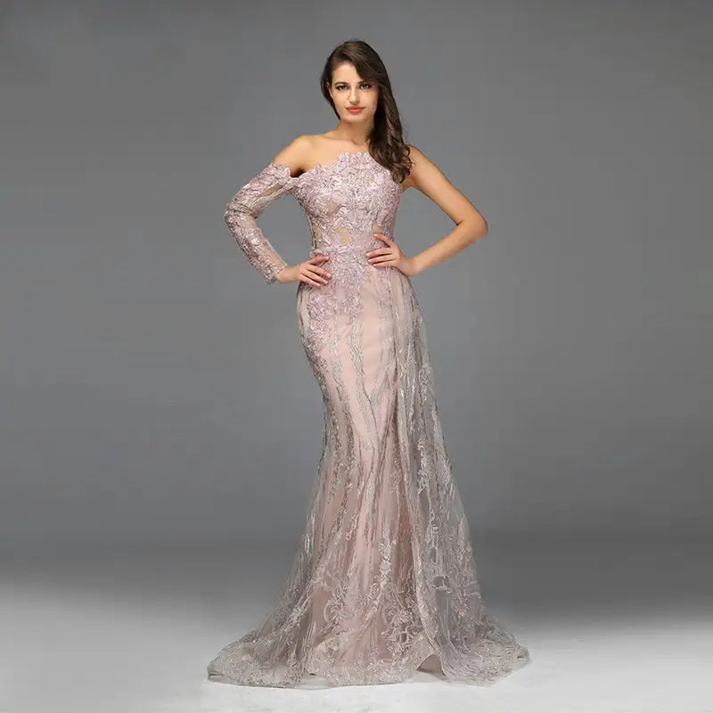 Pink Beading Diamonds Mermaid Evening Dress - MSCOOCO