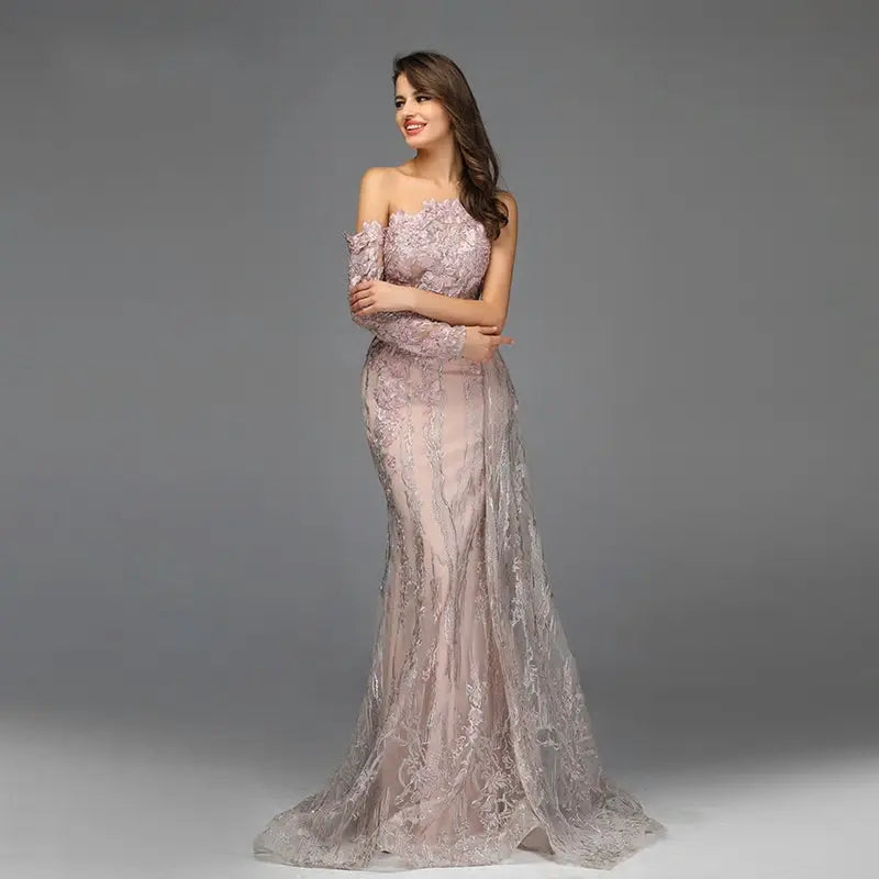 Pink Beading Diamonds Mermaid Evening Dress - MSCOOCO