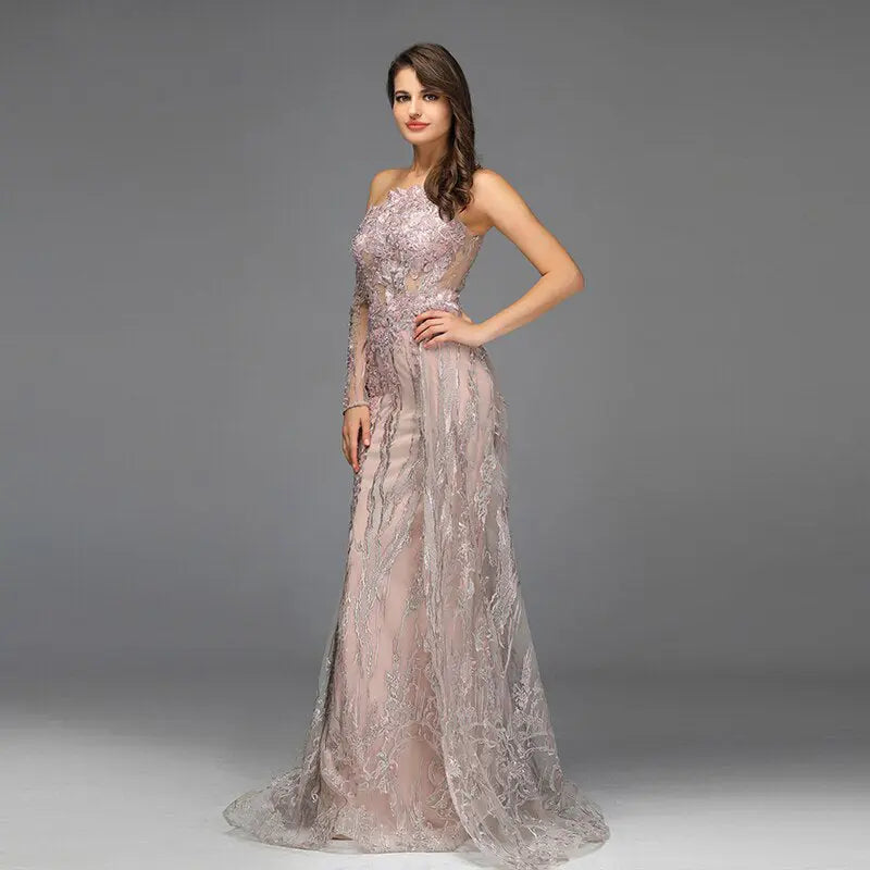 Pink Beading Diamonds Mermaid Evening Dress - MSCOOCO
