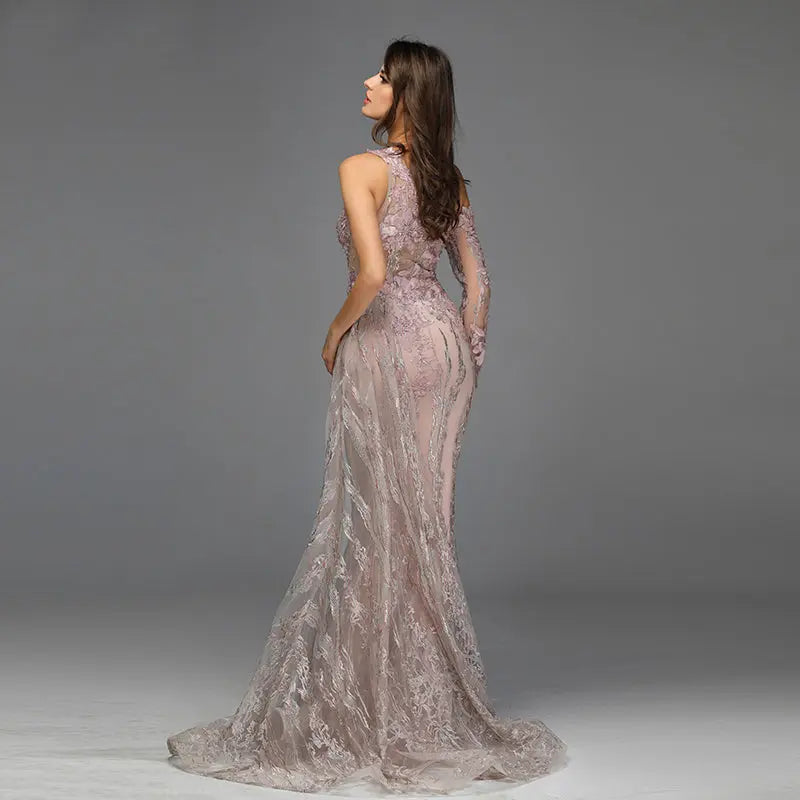 Pink Beading Diamonds Mermaid Evening Dress - MSCOOCO