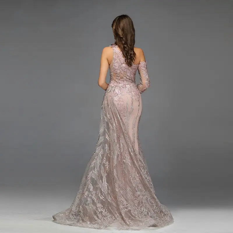 Pink Beading Diamonds Mermaid Evening Dress - MSCOOCO