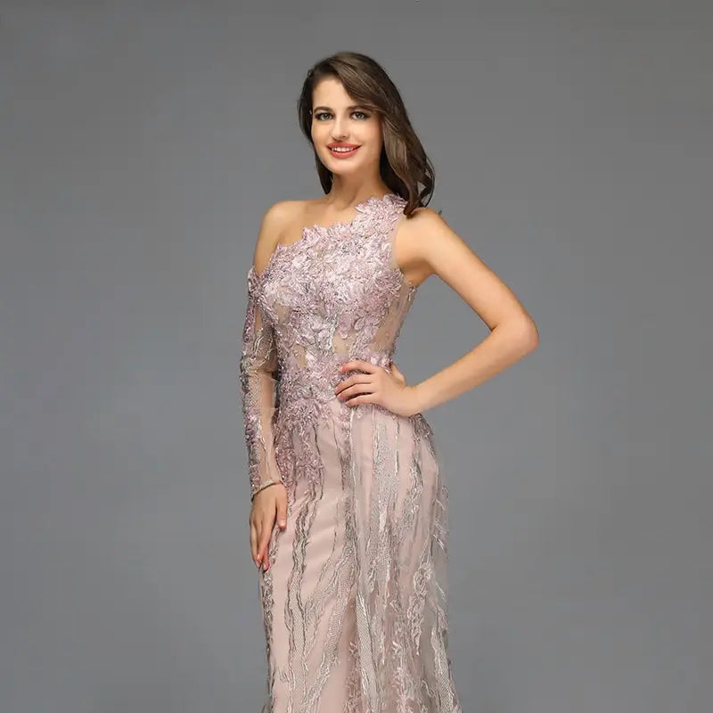 Pink Beading Diamonds Mermaid Evening Dress - MSCOOCO