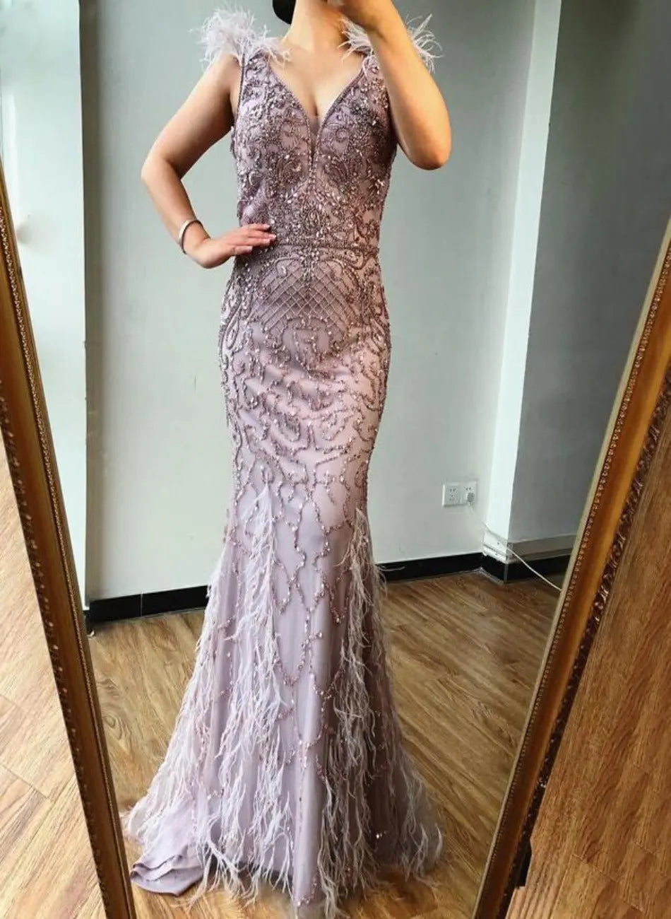 Queen - Beaded Embellished Evening Gown Queen - Beaded Embellished Evening Gown
