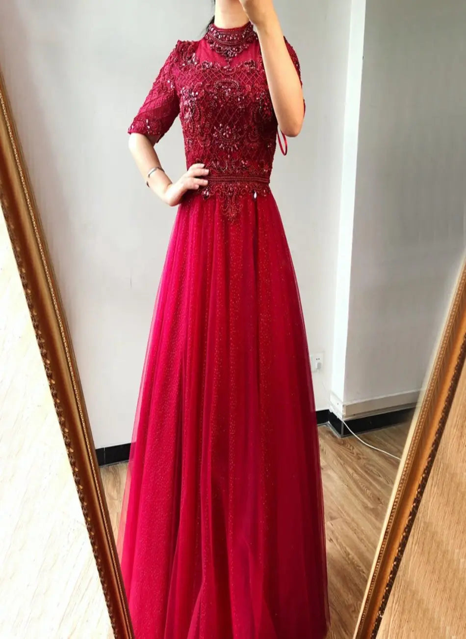 Raquel Diamond Beading Sparkle Evening Dress Mscooco.co.uk