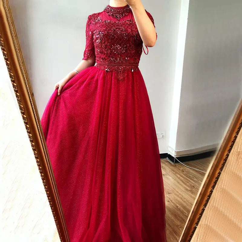 Raquel Diamond Beading Sparkle Evening Dress Mscooco.co.uk