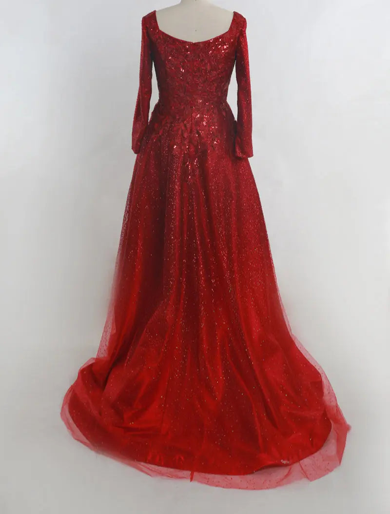 Elegant Beading Backless A-Line Sexy V-neck Empire Waist Ball Gowns - MSCOOCO
