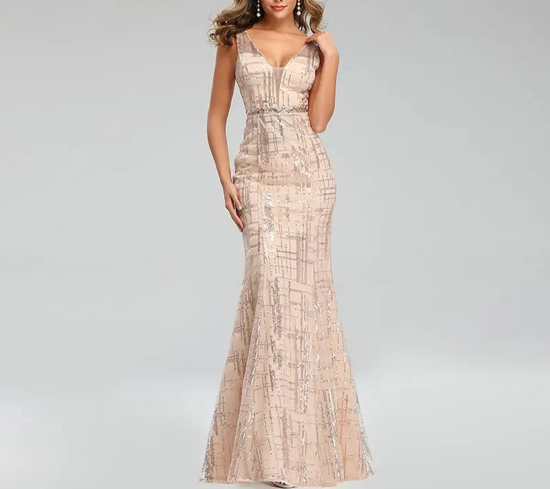 Renata Sequined Mermaid Evening Dress Mscooco.co.uk