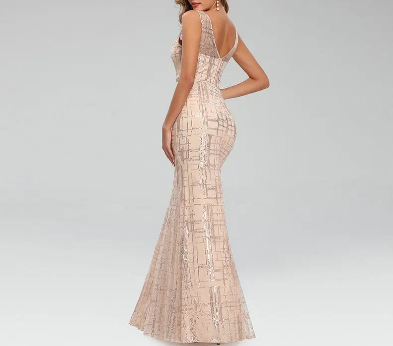 Renata Sequined Mermaid Evening Dress Mscooco.co.uk