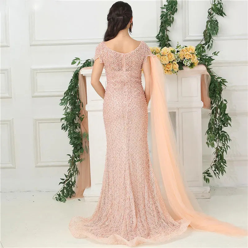 Rhea Pearl Mermaid Evening Dress Mscooco.co.uk
