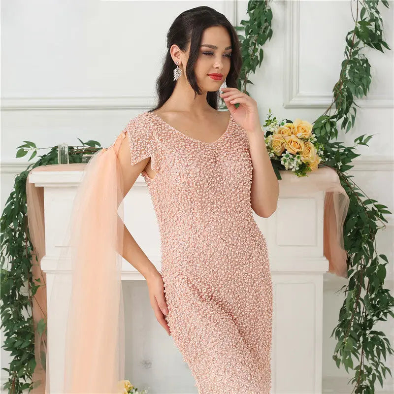 Rhea Pearl Mermaid Evening Dress Mscooco.co.uk
