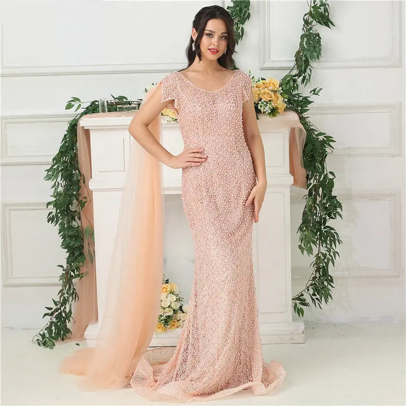 Rhea Pearl Mermaid Evening Dress Mscooco.co.uk