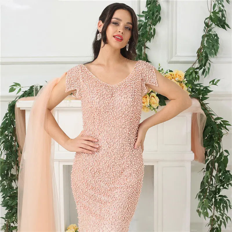 Rhea Pearl Mermaid Evening Dress Mscooco.co.uk
