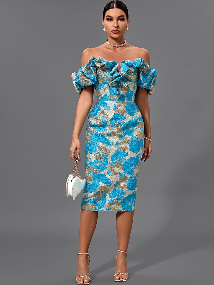 Chic Slash Neck Bodycon Midi Dress Mscooco.co.uk
