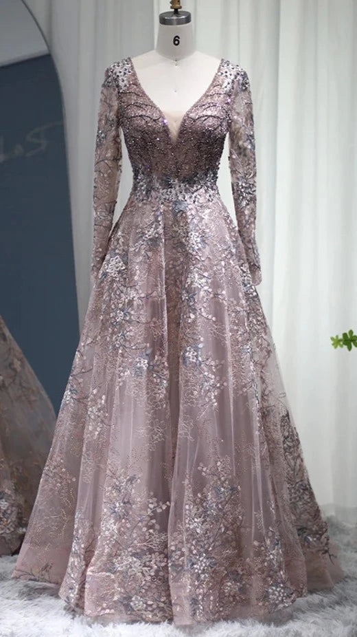 Ailani Luxury Beading A-Line Sparkle Evening Dress