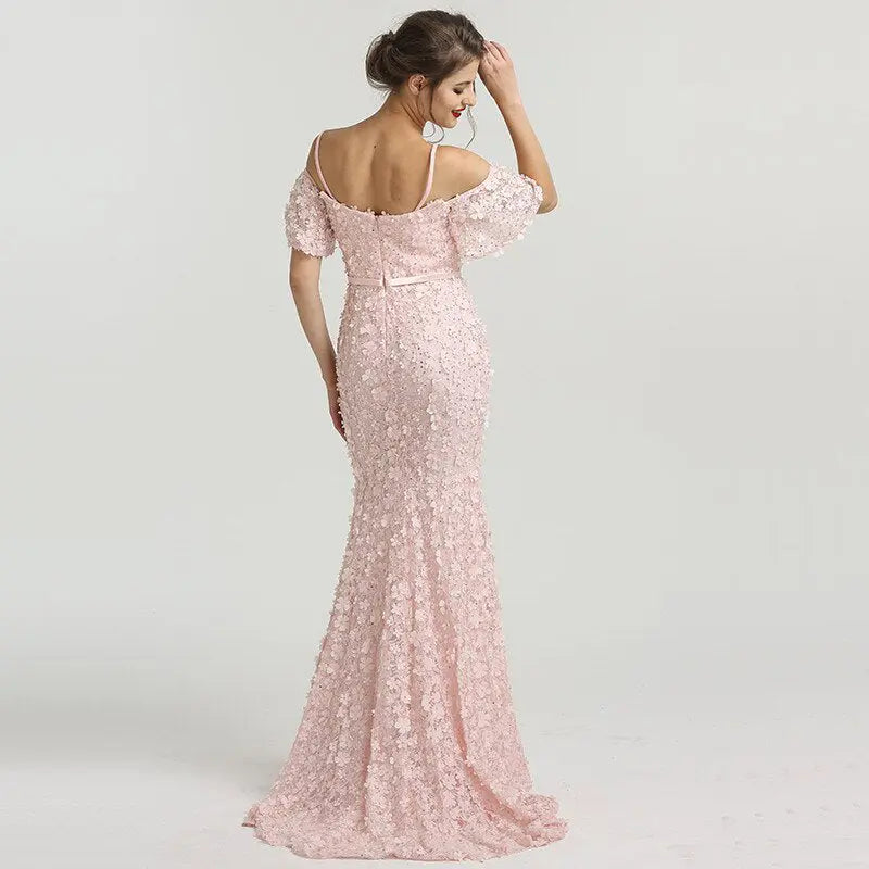 Sally Pink Off Shoulder Mermaid Prom Dress Mscooco.co.uk