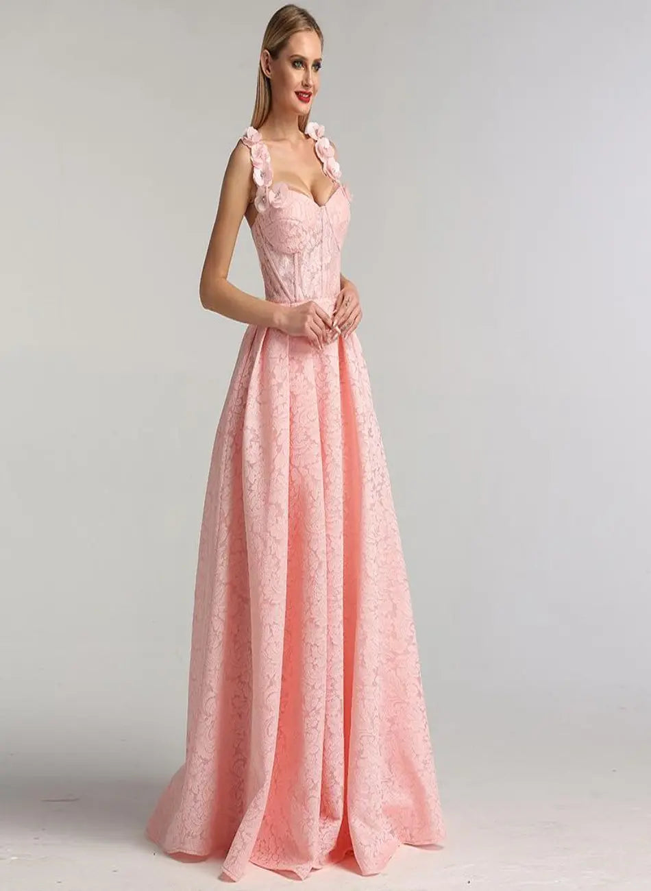 Savannah Flowers Crystal Lace Formal Dress Mscooco.co.uk