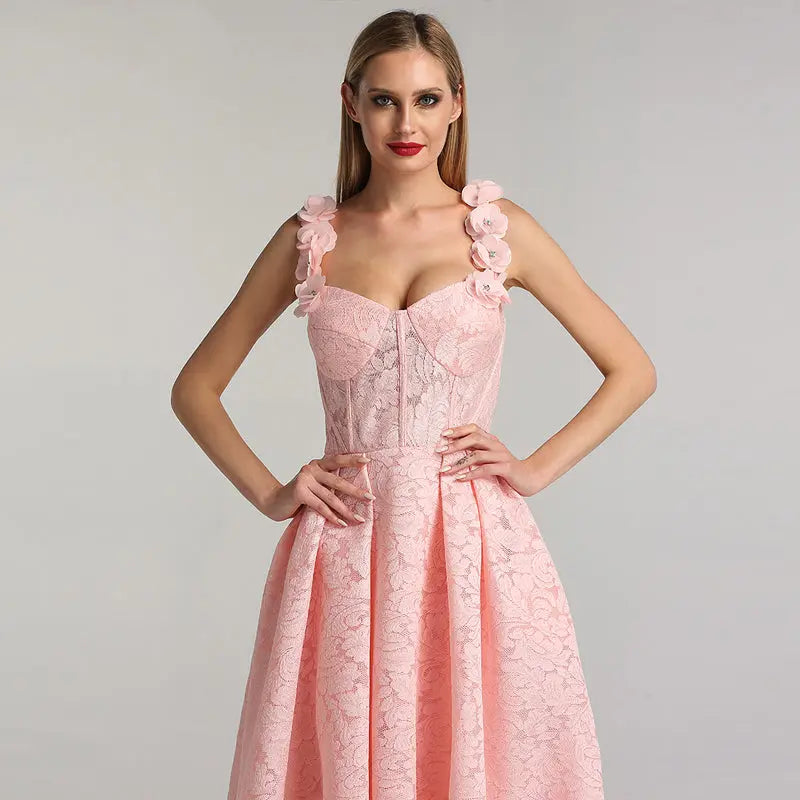 Savannah Flowers Crystal Lace Formal Dress Mscooco.co.uk