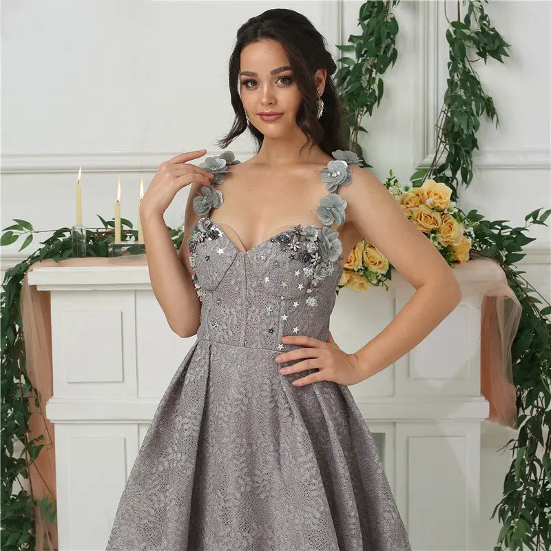 Savannah Flowers Crystal Lace Formal Dress Mscooco.co.uk