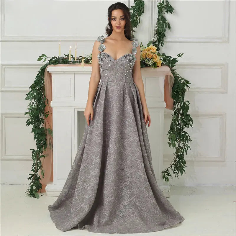 Savannah Flowers Crystal Lace Formal Dress Mscooco.co.uk